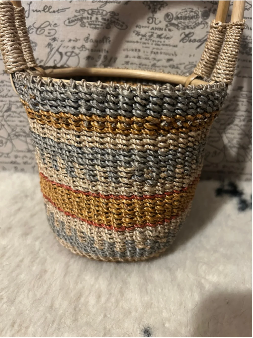 Unbranded Woven Basket One Size Beige Gold